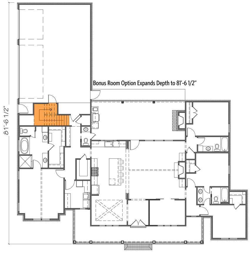 Plan 56478SM: Perfectly Balanced 4-Bed Modern Farmhouse Plan - Floor Plan - Room Above Garage Version - Stair Location - Country, Modern Farmhouse, New American, Traditional