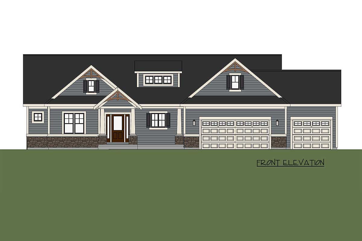 Plan 149002AND: Craftsman Ranch Home Plan with Optional Lower Level