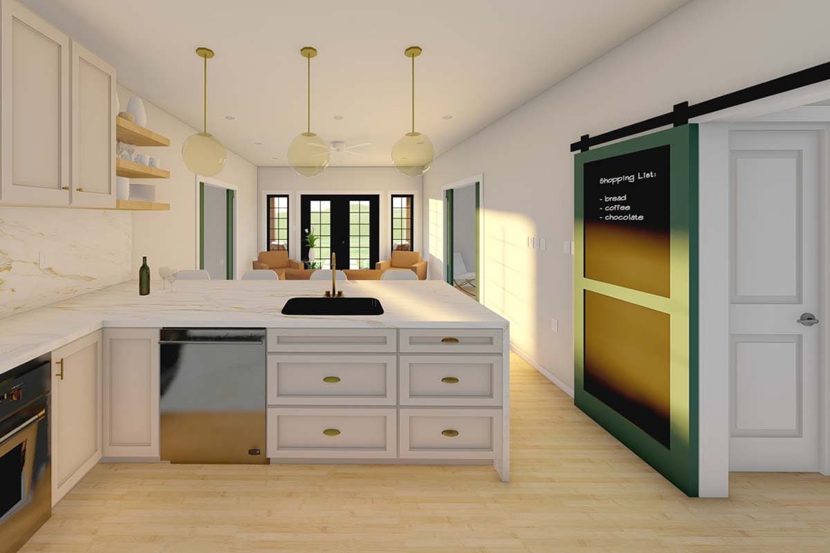 Plan 67761MG: Split Bedroom One Floor New American House Plan - 928 Sq Ft - Image #9 - Country, Craftsman, New American