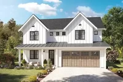 Two-Story Modern Farmhouse Plan with Two Flex Rooms - 2421 Sq Ft