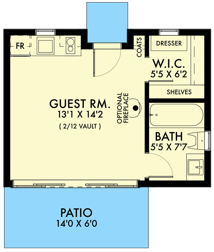 Plan 67775NWL: Contemporary Tiny Home Plan - 300 Sq Ft - Floor Plan - Main Level - Cottage, Vacation