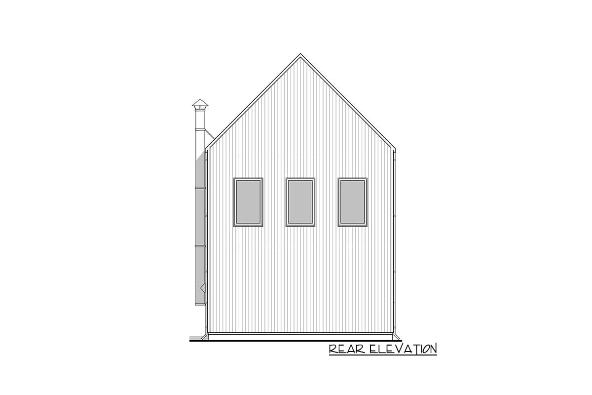 Plan 67778NWL: Modern Minimalist Home Plan with 2-Story Living Room - 893 Sq Ft - Image #4 - Cottage, Mountain, Vacation