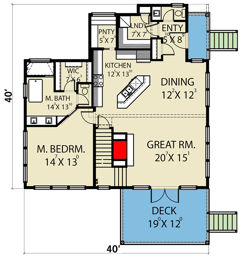 Plan 280094JWD: 3-Bed Contemporary Home Plan with Lower-Level Garage - Floor Plan - Main Floor - Contemporary, Modern, Northwest, Vacation