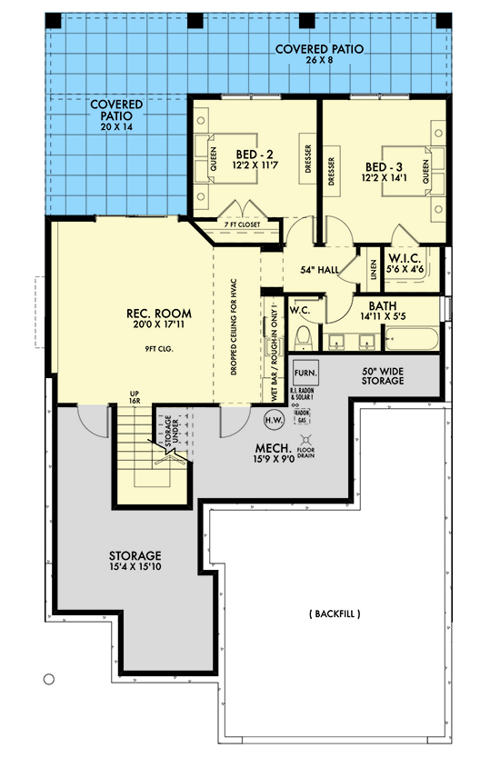 Plan 67781NWL: Modern Ranch Home with Option for Walk-Out Basement - Floor Plan - Walkout Basement Level - Modern Farmhouse, New American