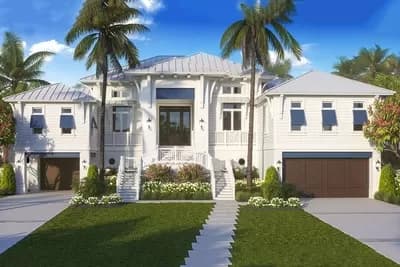 Low Country House Plan with Ground Level 4-Car Garage