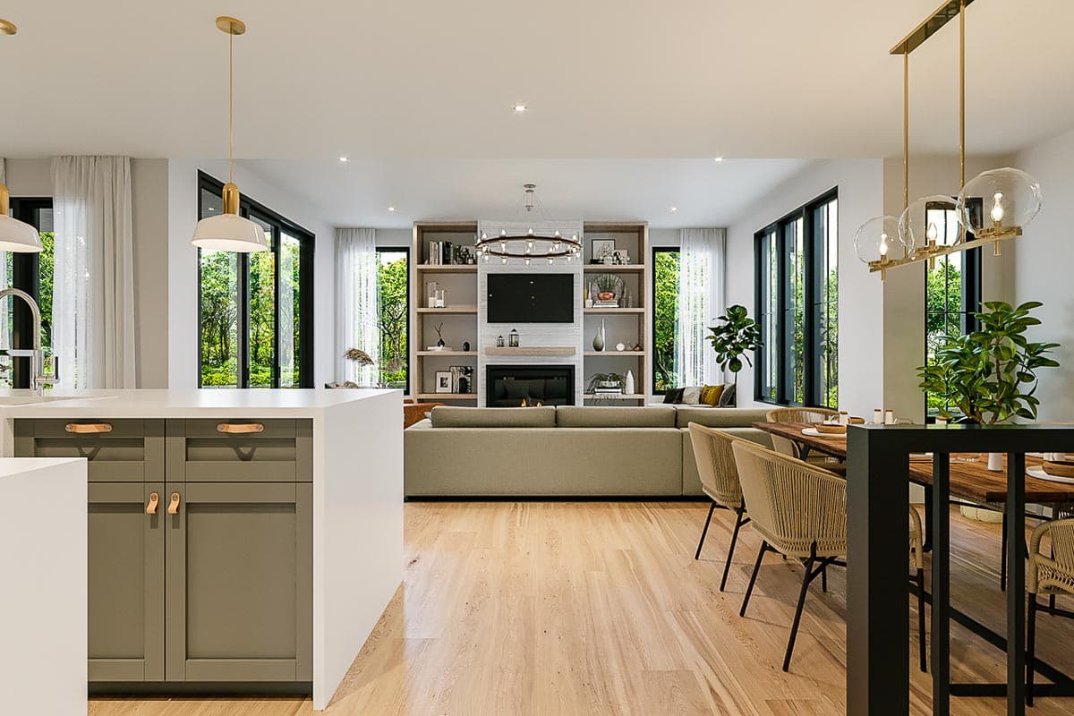 Plan 22583DR: Modern Farmhouse Plan with Private Covered Porch - 1788 Sq Ft - Image #4 - Modern Farmhouse, New American, Northwest, Ranch