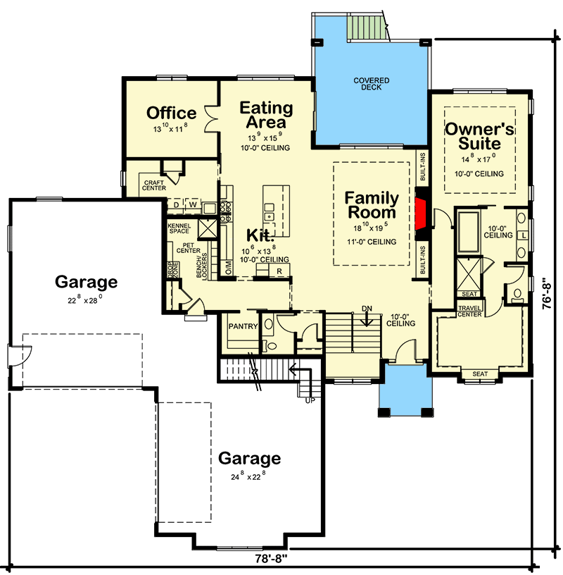 Plan 42644DB: Traditional Ranch Plan with Pet Center in Mudroom - Floor Plan - Main Level - Ranch, Traditional