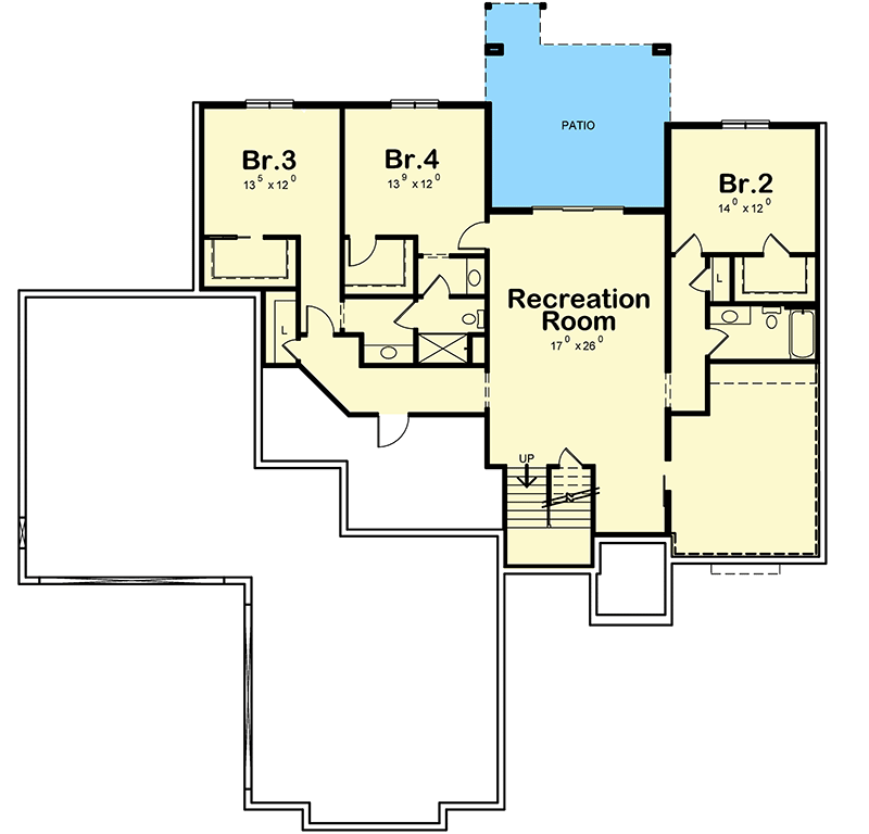 Plan 42644DB: Traditional Ranch Plan with Pet Center in Mudroom - Floor Plan - Lower Level - Ranch, Traditional