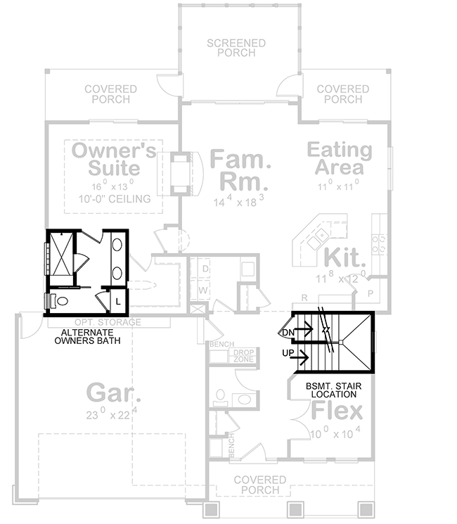 Plan 42646DB: Craftsman House Plan with Optional 4th Bedroom and Flex Room - Floor Plan - Optional Main Floor - Craftsman, Traditional