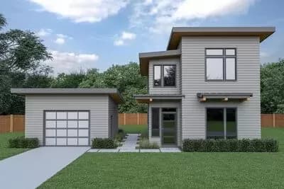 Small Modern Home Plan with Detached 1-Car Garage