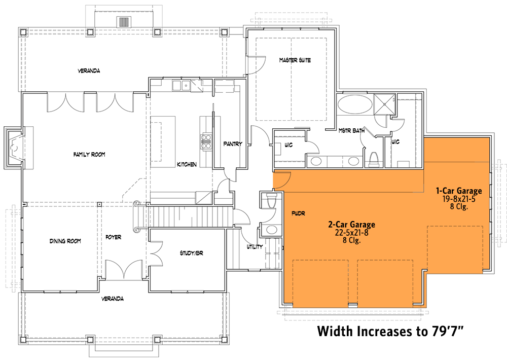 Plan 16919WG: Country Craftsman House Plan with 2-Story Great Room and Upstairs Game Room - Floor Plan - 3-Car Front Garage Option - Country, Craftsman, Farmhouse, Modern Farmhouse, New American, Southern, Traditional