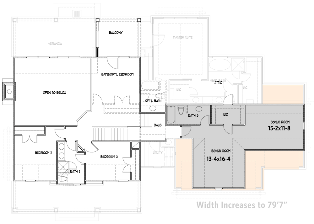 Plan 16919WG: Country Craftsman House Plan with 2-Story Great Room and Upstairs Game Room - Floor Plan - 3-Car Front Garage Option - 2nd Floor w/ Expanded Bonus - Country, Craftsman, Farmhouse, Modern Farmhouse, New American, Southern, Traditional