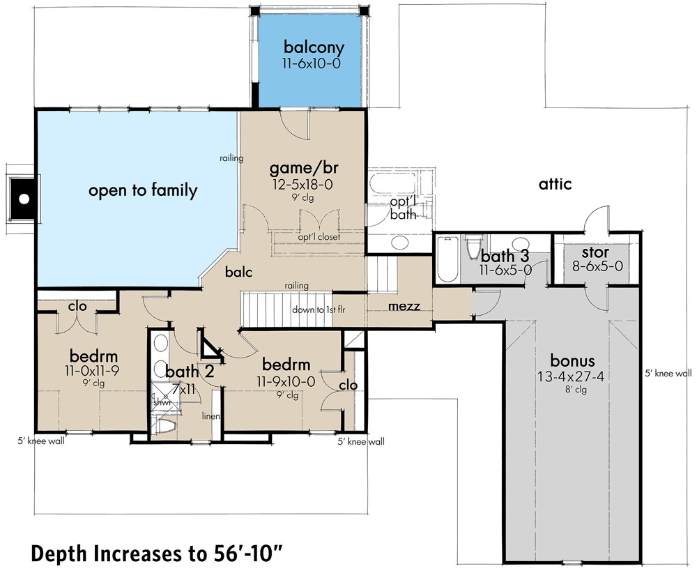Plan 16919WG: Country Craftsman House Plan with 2-Story Great Room and Upstairs Game Room - Floor Plan - 3-Car Side Garage Option - 2nd Floor w/ Expanded Bonus - Country, Craftsman, Farmhouse, Modern Farmhouse, New American, Southern, Traditional