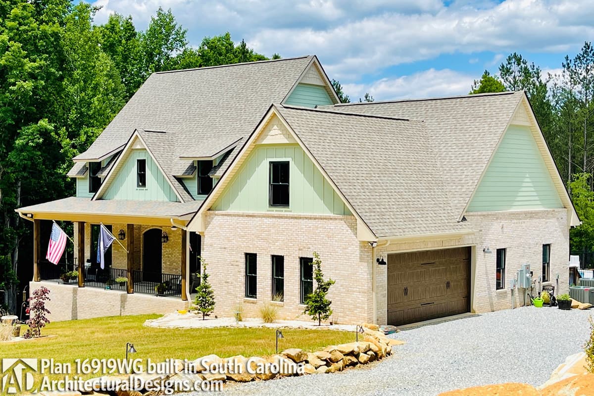 build gallery item - Modern Farmhouse Plan 16919WG comes to life in South Carolina