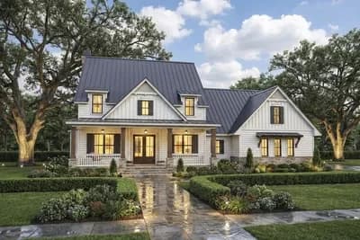 Country Craftsman House Plan with 2-Story Great Room and Upstairs Game Room