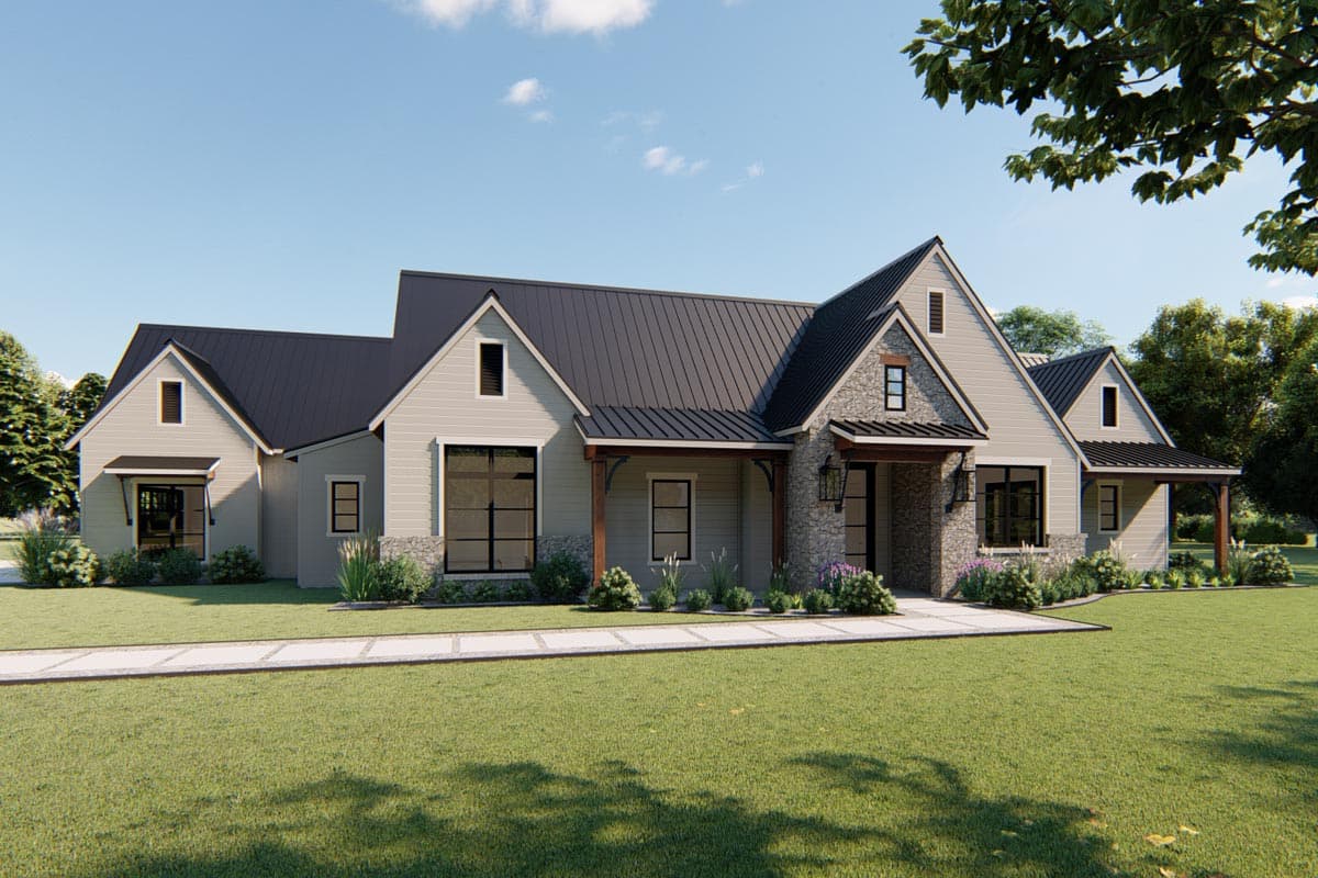 Plan 915042CHP: Exclusive New American Home Plan with Split Bedrooms - Image #5 - New American