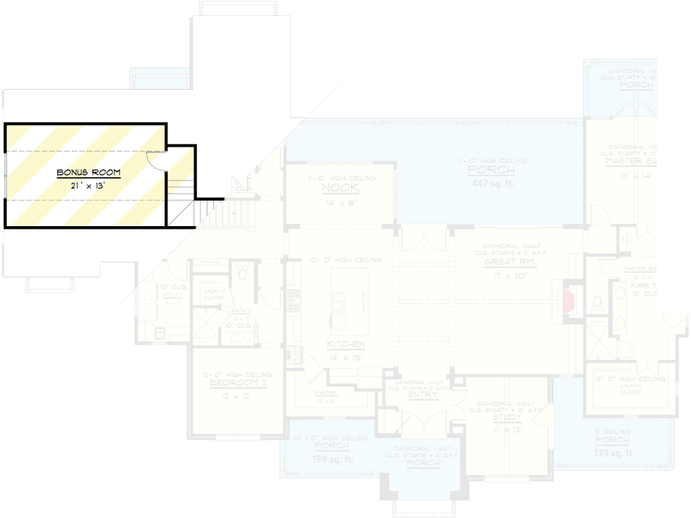 Plan 915042CHP: Exclusive New American Home Plan with Split Bedrooms - Floor Plan - Optionally Finished Bonus - New American