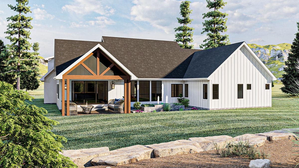 Plan 62888DJ: Flexible 3 Bed Modern Farmhouse Plan with Cathedral Ceiling Great Room - 2301 Sq Ft - Image #4 - Country, Craftsman, Farmhouse, Modern Farmhouse, New American