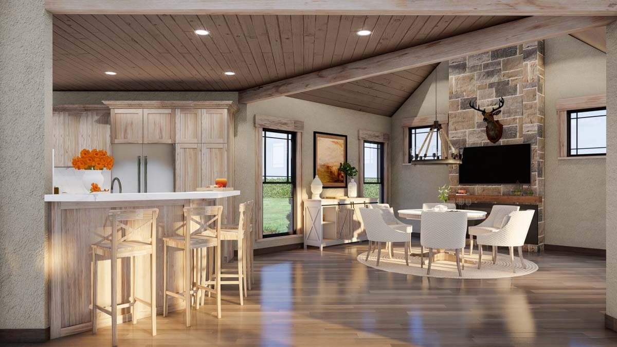 Plan 60715ND: Rugged Craftsman Home Plan with 2-Story Great Room and Angled Hearth Room - Image #9 - Craftsman, Mountain, Northwest, Rustic