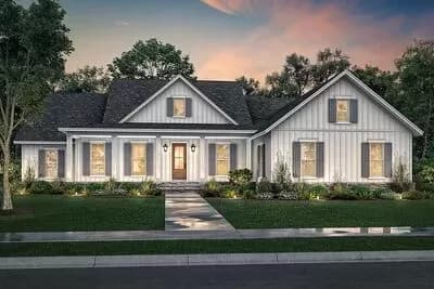 One Story 4-Bed Modern Farmhouse Plan with Home Office - 2607 Sq FT