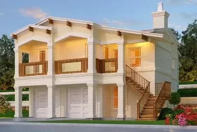 Narrow Two-Story House Plan for Sloped Lot