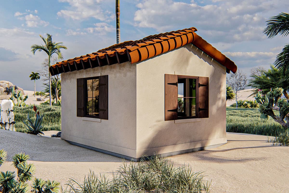 Plan 62892DJ: Mediterranean-style Backyard Office Plan - Image #5 - Mediterranean, Tuscan