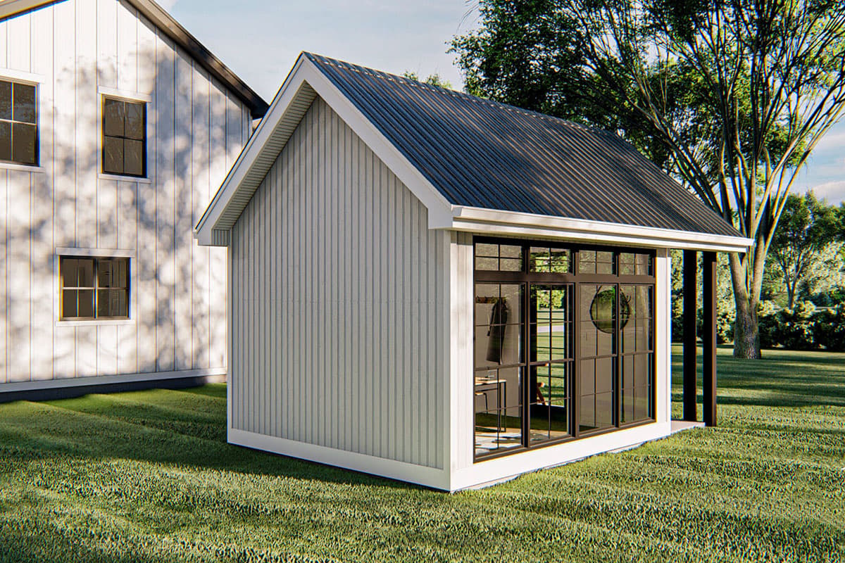 Plan 62893DJ: Modern Farmhouse Backyard Home Office Plan - Image #7 - Country, Farmhouse, Modern Farmhouse