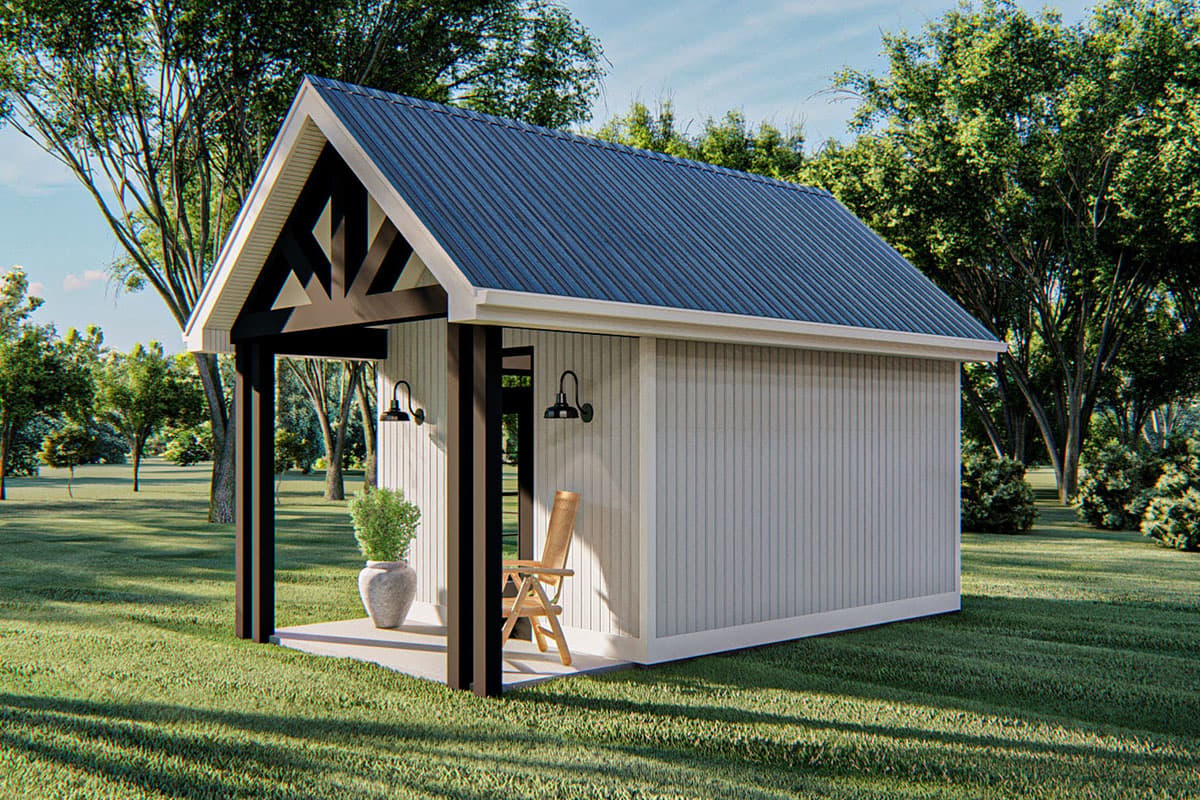 Plan 62893DJ: Modern Farmhouse Backyard Home Office Plan - Image #8 - Country, Farmhouse, Modern Farmhouse