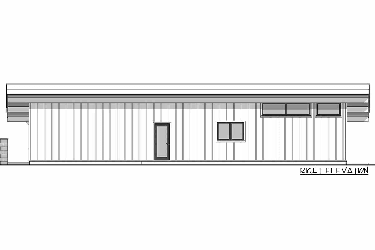 Plan 67791NWL: 2 Bed Mid-Century Modern House Plan with Attached Garage - Image #4 - Contemporary, Mid Century Modern, Modern