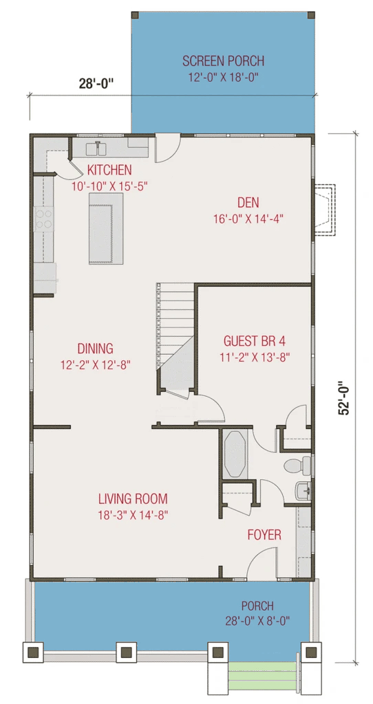Plan 50179PH: Flexible Craftsman Bungalow with 3 or 4 Beds - Floor Plan - Main Level - Bungalow, Cottage, Craftsman