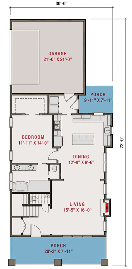 Plan 50186PH: Two-Story Bungalow Plan with Shed Dormer - Floor Plan - Main Level - Bungalow, Country, Craftsman