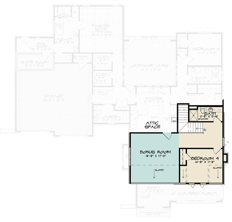 Plan 70671SND: European-style House Plan with Brick Exterior and Upstairs Bonus Room - Floor Plan - 2nd Floor - European, Southern, Traditional, Transitional