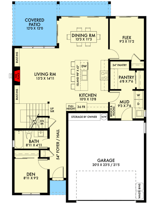 Plan 67795NWL: Contemporary Two-Story Home Plan for Indoor / Outdoor Living - Floor Plan - Main Level - Contemporary, Northwest, Prairie