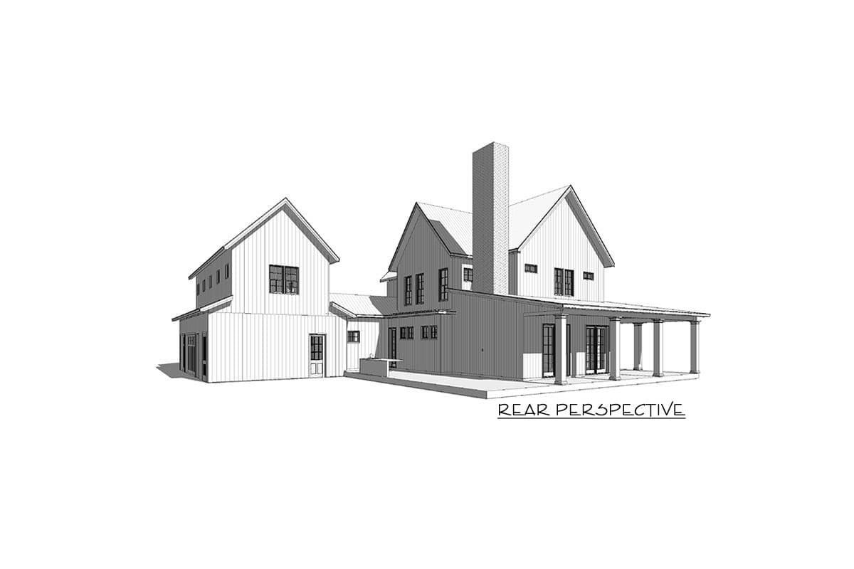 Plan 46414LA: Modern Farmhouse with Barndominium Garage - Image #8 - Barndominium, Country, Farmhouse, Modern Farmhouse, Southern