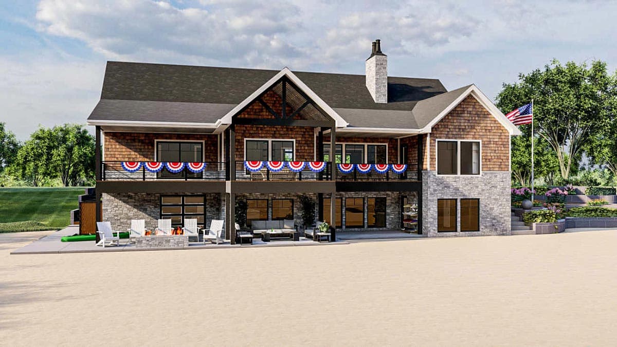 Plan 62899DJ: Rustic Craftsman Lake House Plan with Cathedral Ceiling in Great Room - 2573 Sq Ft - Image #7 - Coastal, Craftsman, New American, Shingle