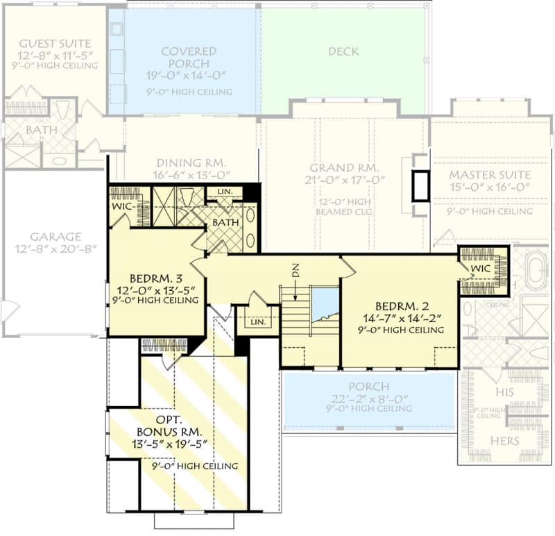 Plan 710374BTZ: Modern Farmhouse Plan with Multi-Purpose Bonus Room - 2823 Sq Ft - Floor Plan - 2nd Floor - Country, Craftsman, Farmhouse, Modern Farmhouse, New American, Traditional
