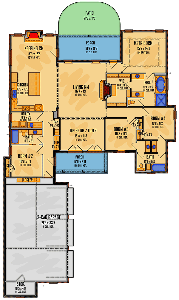 Plan 510158WDY: Exclusive Acadian House Plan with Shed Dormer - Floor Plan - Main Level - Acadian, Louisiana-Style, New American, Southern