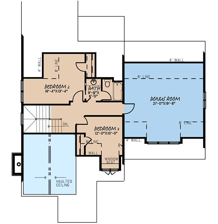 Plan 70673MK: 3-Bed Craftsman Cottage House Plan Under 2000 Square Feet with Bonus Room - Floor Plan - 2nd Floor - Country, Craftsman, Mountain, Rustic