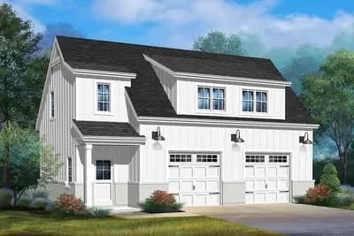 New American Garage Apartment Plan - 888 Sq Ft