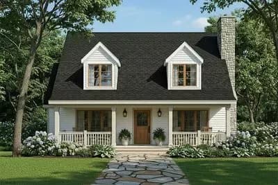Expanded Two Story Cottage House Plan - 1654 Sq Ft