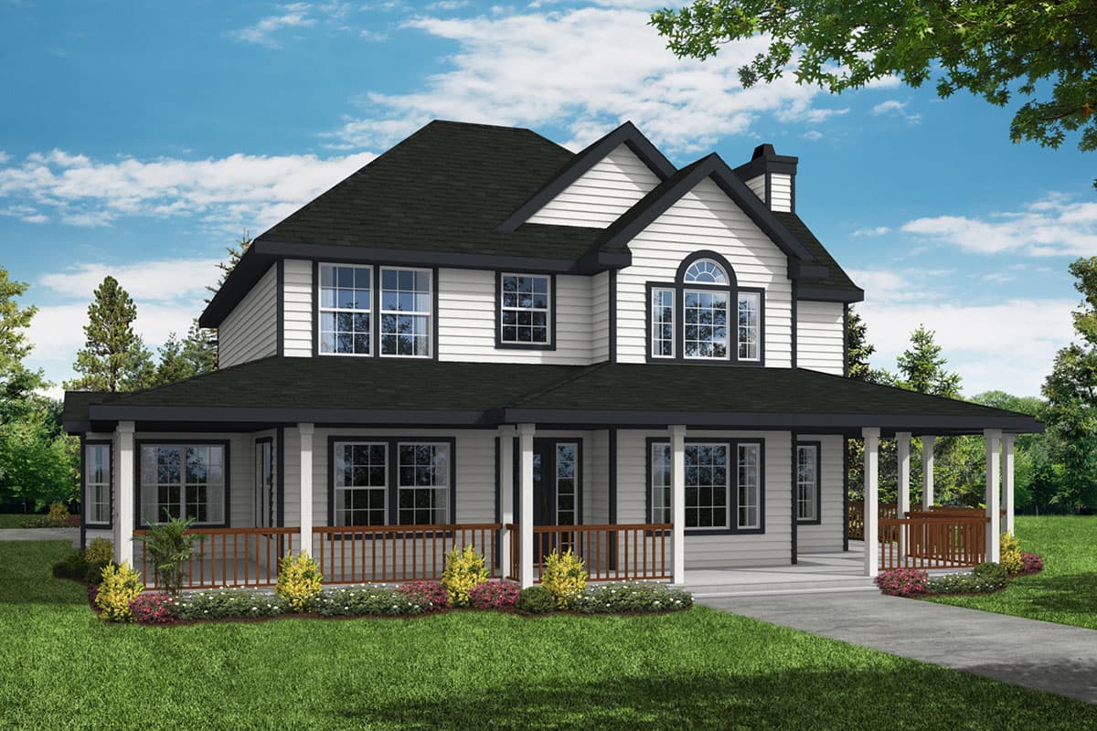 Plan 72998DA: Two-Story Country House Plan with Private Home Office