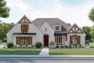 Exclusive European House Plan with Split Bedrooms