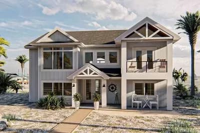Two-Story House Plan with Decks Front and Back