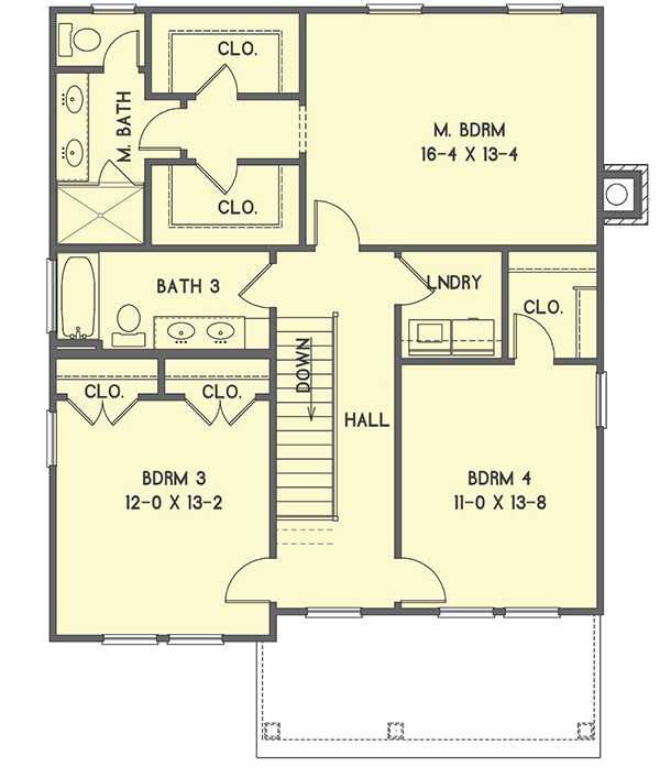 Plan 31576GF: Two-Story Country House Plan with Rear Deck - Floor Plan - 2nd Floor - Coastal, Country, Traditional