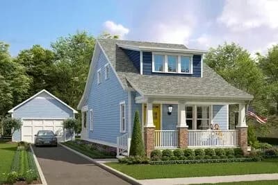 Narrow Cottage Plan with Main-Level Master Suite