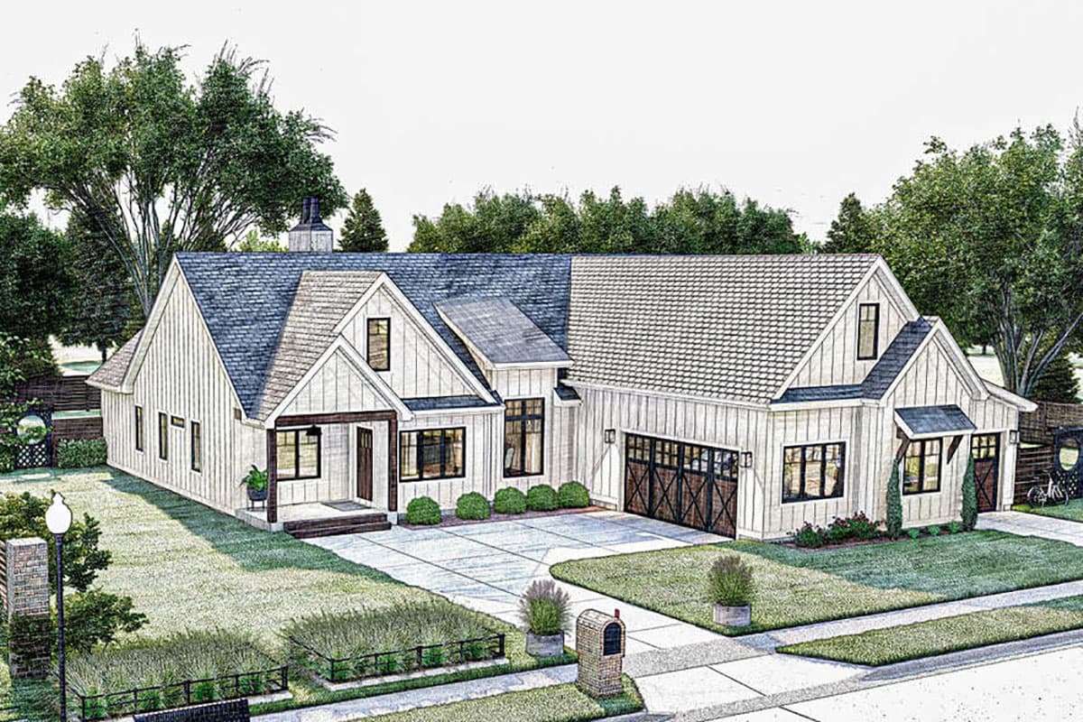 Plan 62904DJ: 4-Bed Modern Farmhouse with 3-Car Split Load - Image #7 - Country, Farmhouse, Modern Farmhouse, New American