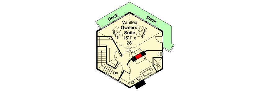 Plan 720003DA: Hexagon-Shaped Mountain House Plan with Second Level Owner's Suite - Floor Plan - Second Floor - Craftsman, Mountain