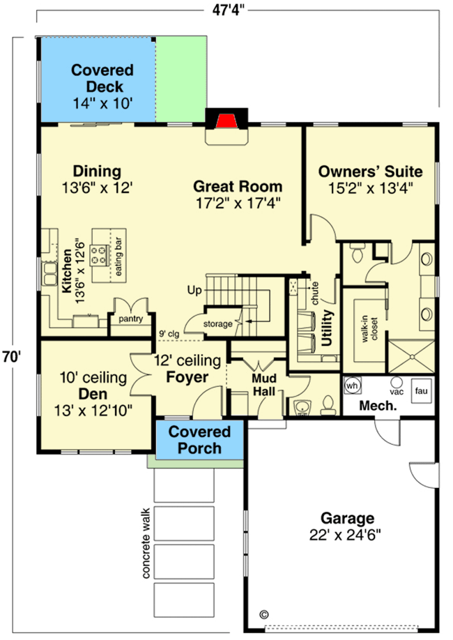 Plan 720004DA: 3-Bed Modern House Plan with Upstairs Loft - Floor Plan - Main Level - Modern, Northwest