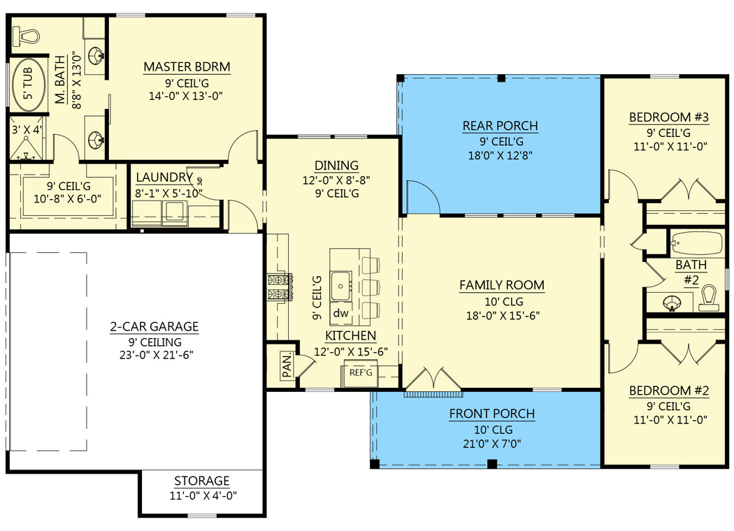 Plan 56480SM: One-Level Modern Farmhouse Plan with Split Bedrooms - 1474 Sq Ft - Floor Plan - Main Level - Country, Farmhouse, Modern Farmhouse, New American, Ranch, Southern, Traditional