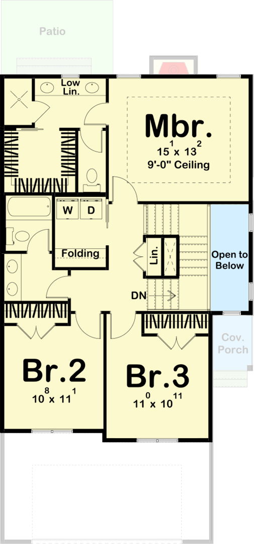 Plan 62905DJ: 3-Bedroom Modern Farmhouse for Small Lots - Floor Plan - 2nd Floor - Country, Farmhouse, Modern Farmhouse, New American, Traditional